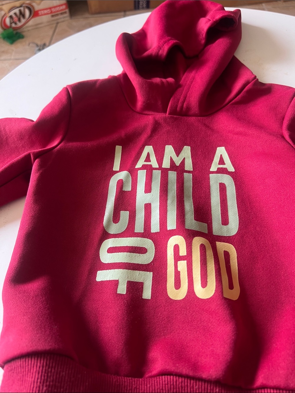 Kids' Pink Hooded Sweatshirt with 'I Am a Child of God' Print